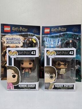 🧙Lego Harry Potter Activity Books + Funko Harry & Hermoine Figures Gift Set🆕️